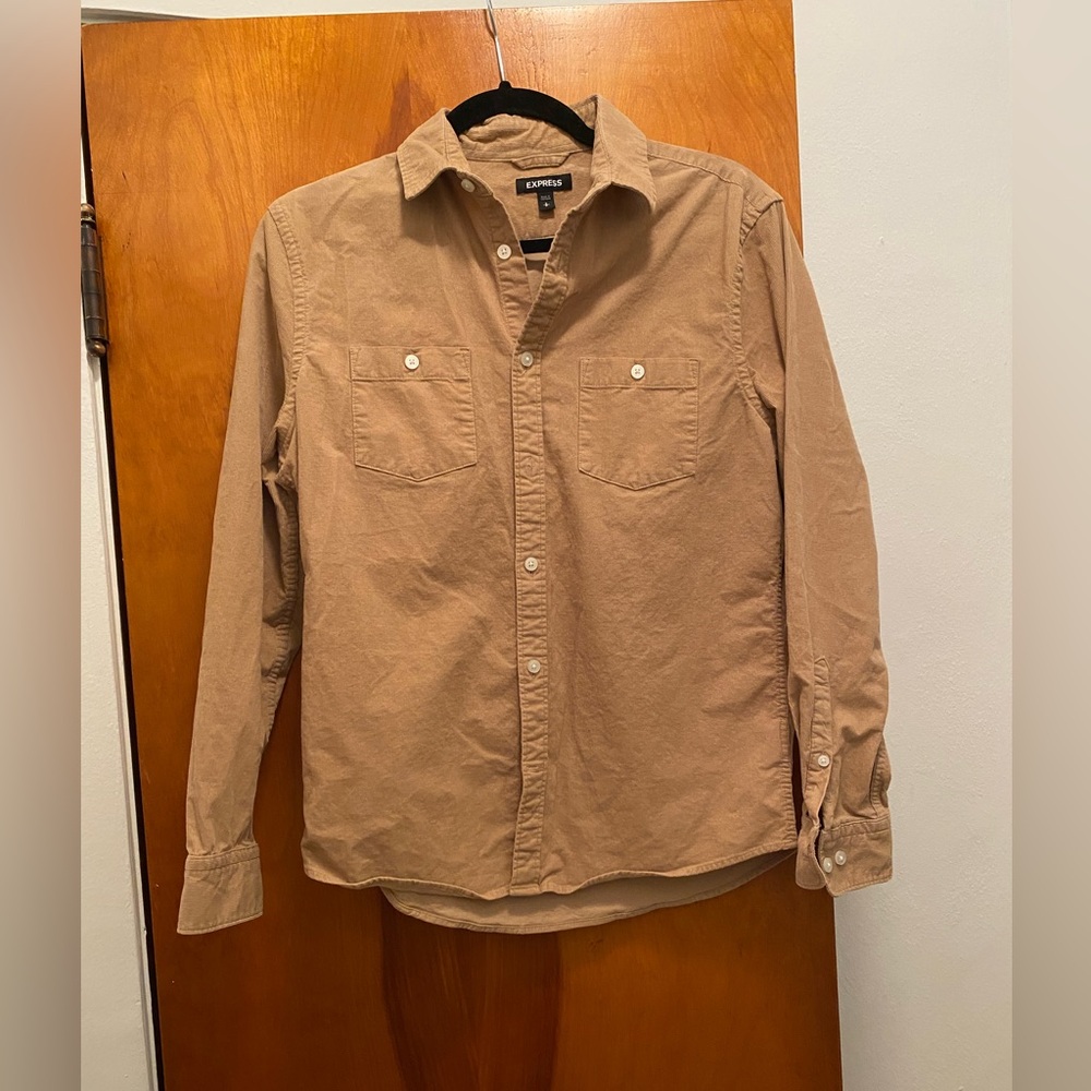 Express Corduroy Tan Button Down